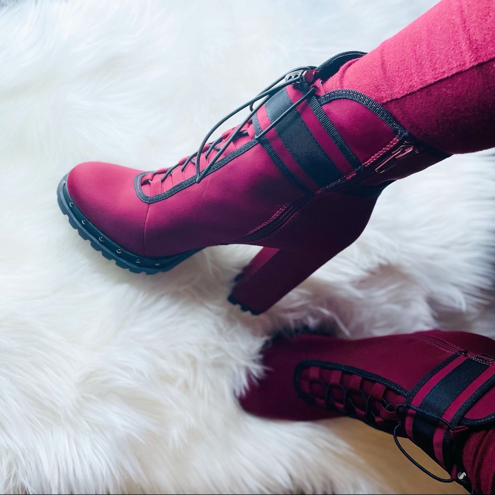 Burgundy ankle booties